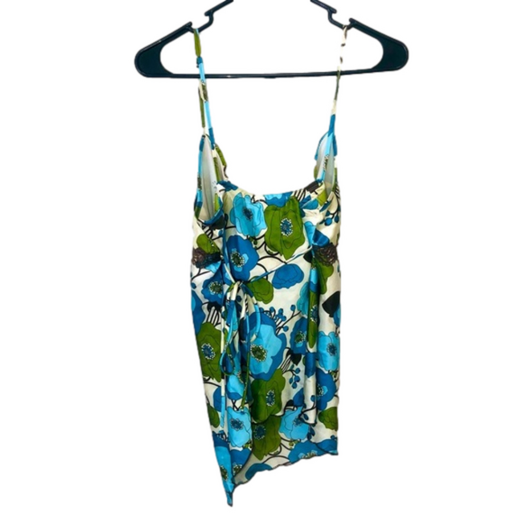 HALO Blue, Green, & White Floral Tie-Back Blouse - Picture 3 of 5